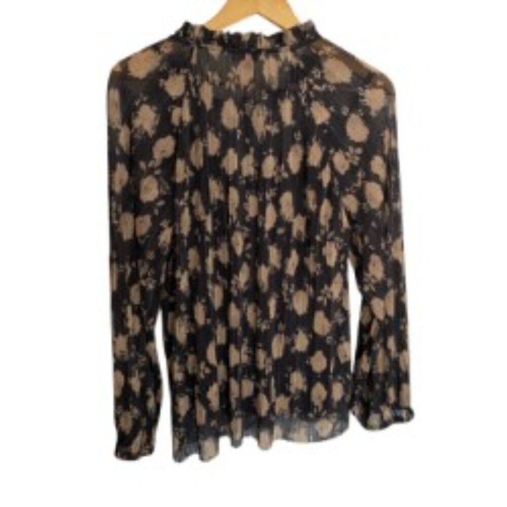 Vince Camuto Printed Ruffle Neck Tie Blouse Medium - Picture 4 of 5